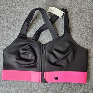 NWT Shefit Sports Bra 2 Luxe Wicking Adjustable Front Zip  Black Pink